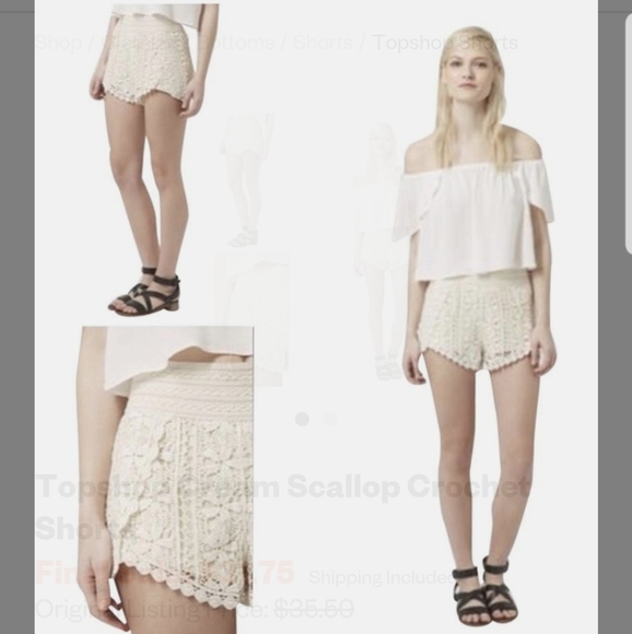 Topshop Crocheted Boho Gypsy Surfer Shorts - Picture 2 of 9